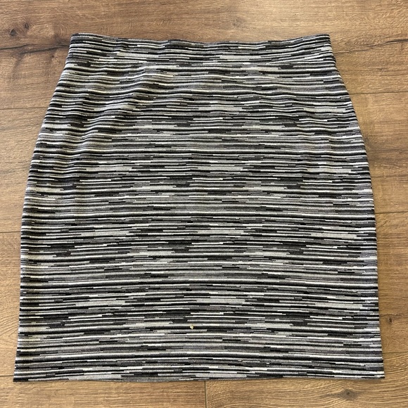 LOFT BY ANN TYLOR  BLACK AND WHITE STRIPED SKIRT IN SIZE MEDIUM - Picture 3 of 7